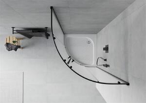 Mexen Rio kabina prysznicowa półokrągła 90 x 90 cm, szron, czarna + brodzik Rio, biały - 863-090-090-70-30-4710