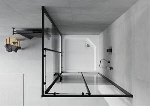 Mexen Rio kabina prysznicowa kwadratowa 90 x 90 cm, pasy, czarna + brodzik Rio, biały - 860-090-090-70-20-4510