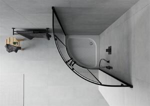 Mexen Rio kabina prysznicowa półokrągła 90 x 90 cm, grafit, czarna + brodzik Rio, biały - 863-090-090-70-40-4710