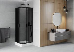 Mexen Rio kabina prysznicowa kwadratowa 70 x 70 cm, grafit, czarna + brodzik Rio, biały - 860-070-070-70-40-4510