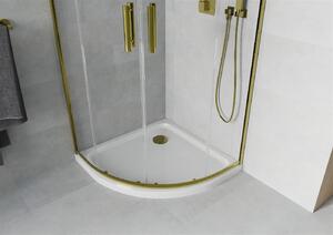 Mexen Rio kabina prysznicowa półokrągła 80 x 80 cm, transparent, złota + brodzik Flat, biały - 863-080-080-50-00-4110G