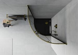 Mexen Rio kabina prysznicowa półokrągła 80 x 80 cm, grafit, złota + brodzik Flat, czarny - 863-080-080-50-40-4170G