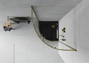 Mexen Rio kabina prysznicowa półokrągła 90 x 90 cm, transparent, złota + brodzik Flat, czarny - 863-090-090-50-00-4170G