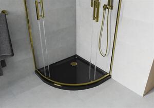 Mexen Rio kabina prysznicowa półokrągła 80 x 80 cm, transparent, złota + brodzik Flat, czarny - 863-080-080-50-00-4170G