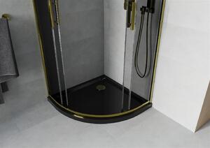 Mexen Rio kabina prysznicowa półokrągła 90 x 90 cm, grafit, złota + brodzik Flat, czarny - 863-090-090-50-40-4170G