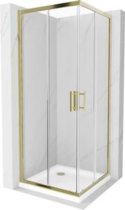 Mexen Rio kabina prysznicowa kwadratowa 70 x 70 cm, transparent, złota + brodzik Flat, biały - 860-070-070-50-00-4010G