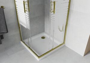Mexen Rio kabina prysznicowa kwadratowa 70 x 70 cm, pasy, złota + brodzik Flat, biały - 860-070-070-50-20-4010G