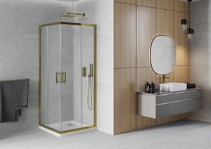 Mexen Rio kabina prysznicowa kwadratowa 70 x 70 cm, szron, złota + brodzik Flat, biały - 860-070-070-50-30-4010G