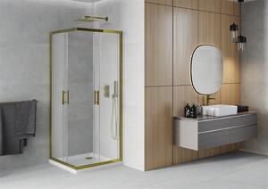 Mexen Rio kabina prysznicowa kwadratowa 70 x 70 cm, szron, złota + brodzik Flat, biały - 860-070-070-50-30-4010G