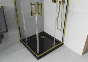Mexen Rio kabina prysznicowa kwadratowa 90 x 90 cm, transparent, złota + brodzik Flat, czarny- 860-090-090-50-00-4070G