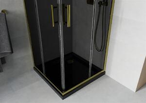 Mexen Rio kabina prysznicowa kwadratowa 80 x 80 cm, grafit, złota + brodzik Flat, czarny- 860-080-080-50-40-4070G