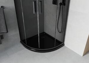 Mexen Rio kabina prysznicowa półokrągła 80 x 80 cm, grafit, czarna + brodzik Flat, czarny -863-080-080-70-40-4170B