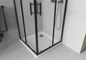 Mexen Rio kabina prysznicowa kwadratowa 70 x 70 cm, szron, czarna + brodzik Flat, biały - 860-070-070-70-30-4010B