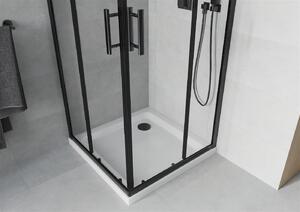 Mexen Rio kabina prysznicowa kwadratowa 80 x 80 cm, transparent, czarna + brodzik Flat, biały - 860-080-080-70-00-4010B