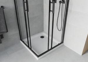 Mexen Rio kabina prysznicowa kwadratowa 70 x 70 cm, transparent, czarna + brodzik Flat, biały - 860-070-070-70-00-4010B