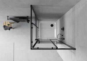 Mexen Rio kabina prysznicowa kwadratowa 70 x 70 cm, pasy, czarna + brodzik Flat, biały - 860-070-070-70-20-4010B