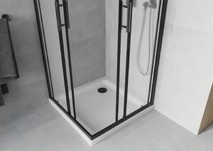 Mexen Rio kabina prysznicowa kwadratowa 80 x 80 cm, szron, czarna + brodzik Flat, biały - 860-080-080-70-30-4010B