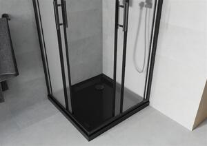 Mexen Rio kabina prysznicowa kwadratowa 90 x 90 cm, szron, czarna + brodzik Flat, czarny - 860-090-090-70-30-4070B