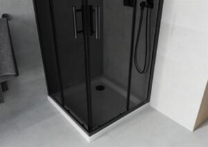 Mexen Rio kabina prysznicowa kwadratowa 90 x 90 cm, grafit, czarna + brodzik Flat, biały - 860-090-090-70-40-4010B
