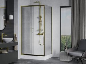 Mexen Apia kabina prysznicowa rozsuwana 100 x 80 cm, transparent, złota + brodzik Rio - 840-100-080-50-00-4510