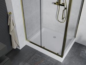 Mexen Apia kabina prysznicowa rozsuwana 100 x 80 cm, transparent, złota + brodzik Rio - 840-100-080-50-00-4510