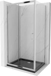 Mexen Apia kabina prysznicowa rozsuwana 100 x 70 cm, transparent, chrom + brodzik Flat, czarny - 840-100-070-01-00-4070