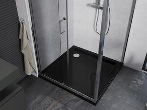Mexen Apia kabina prysznicowa rozsuwana 100 x 100 cm, transparent, chrom + brodzik Flat, czarny - 840-100-100-01-00-4070