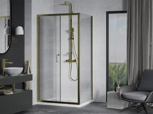Mexen Apia kabina prysznicowa rozsuwana 120 x 80 cm, transparent, złota + brodzik Flat, biały- 840-120-080-50-00-4010G