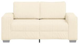 Sofa dwuosobowa kremowa 160x77x82 cm tkanina sztruksowa