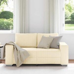 Sofa dwuosobowa kremowa 160x77x82 cm tkanina sztruksowa