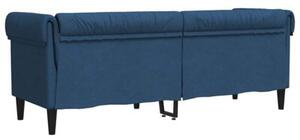 Sofa chesterfield, trzyosobowa, niebieska, obita tkaninÄ