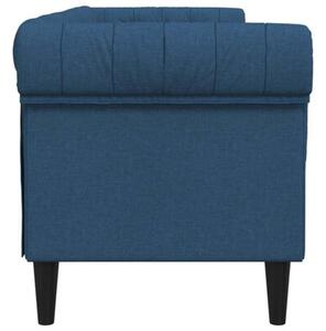 Sofa chesterfield, trzyosobowa, niebieska, obita tkaninÄ