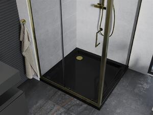 Mexen Apia kabina prysznicowa rozsuwana 90 x 90 cm, transparent, złota + brodzik Flat, czarny - 840-090-090-50-00-4070G