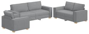 Sofa 3 szt. jasnoszary tkanina lniana