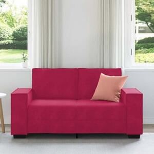 Sofa 2-osobowa, winna czerwieÅ, 160x78x84 cm, tapicerowana aksamitem