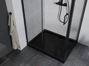 Mexen Apia kabina prysznicowa rozsuwana 90 x 70 cm, transparent, czarna + brodzik Flat, czarny - 840-090-070-70-00-4070B