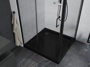 Mexen Apia kabina prysznicowa rozsuwana 100 x 100 cm, transparent, czarna + brodzik Flat, czarny - 840-100-100-70-00-4070B