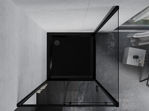 Mexen Apia kabina prysznicowa rozsuwana 90 x 90 cm, transparent, czarna + brodzik Flat, czarny - 840-090-090-70-00-4070B