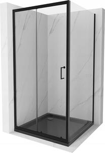 Mexen Apia kabina prysznicowa rozsuwana 90 x 90 cm, transparent, czarna + brodzik Flat, czarny - 840-090-090-70-00-4070B