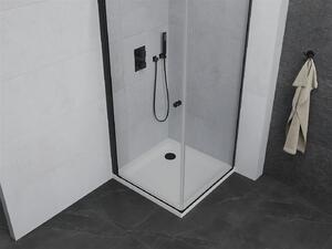 Mexen Pretoria kabina prysznicowa uchylna 100 x 100 cm, transparent, czarna + brodzik Flat - 852-100-100-70-00-4010B