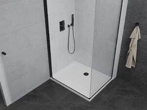 Mexen Pretoria kabina prysznicowa uchylna 90 x 70 cm, transparent, czarna + brodzik Flat - 852-090-070-70-00-4010B