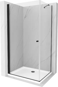 Mexen Pretoria kabina prysznicowa uchylna 70 x 70 cm, transparent, czarna + brodzik Flat - 852-070-070-70-00-4010B