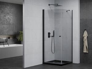 Mexen Pretoria kabina prysznicowa uchylna 70 x 70 cm, transparent, czarna + brodzik Flat, czarny - 852-070-070-70-00-4070B