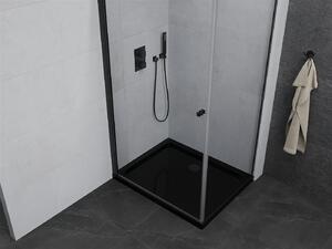 Mexen Pretoria kabina prysznicowa uchylna 80 x 120 cm, transparent, czarna + brodzik Flat, czarny - 852-080-120-70-00-4070B