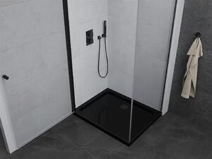Mexen Pretoria kabina prysznicowa uchylna 70 x 80 cm, transparent, czarna + brodzik Flat, czarny - 852-070-080-70-00-4070B