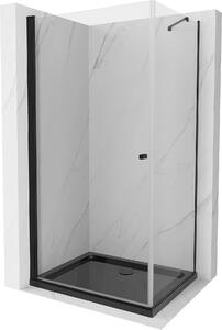 Mexen Pretoria kabina prysznicowa uchylna 70 x 100 cm, transparent, czarna + brodzik Flat, czarny - 852-070-100-70-00-4070B
