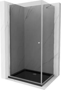 Mexen Pretoria kabina prysznicowa uchylna 90 x 80 cm, grafit, chrom + brodzik Flat, czarny - 852-090-080-01-40-4070