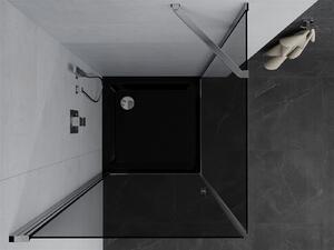 Mexen Pretoria kabina prysznicowa uchylna 70 x 70 cm, grafit , chrom + brodzik Flat, czarny - 852-070-070-01-40-4070