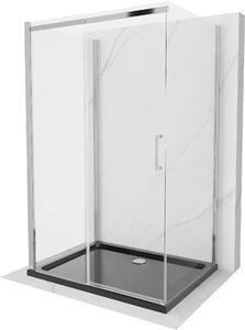 Mexen Omega kabina prysznicowa 3-ścienna, rozsuwana 100 x 100 cm, transparent, chrom + brodzik Flat - 825-100-100-01-00-3s-4070