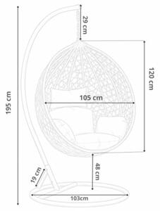 Fotel wiszący kokon ogrodowy ze stelażem poduszki szary FUNFIT GARDEN